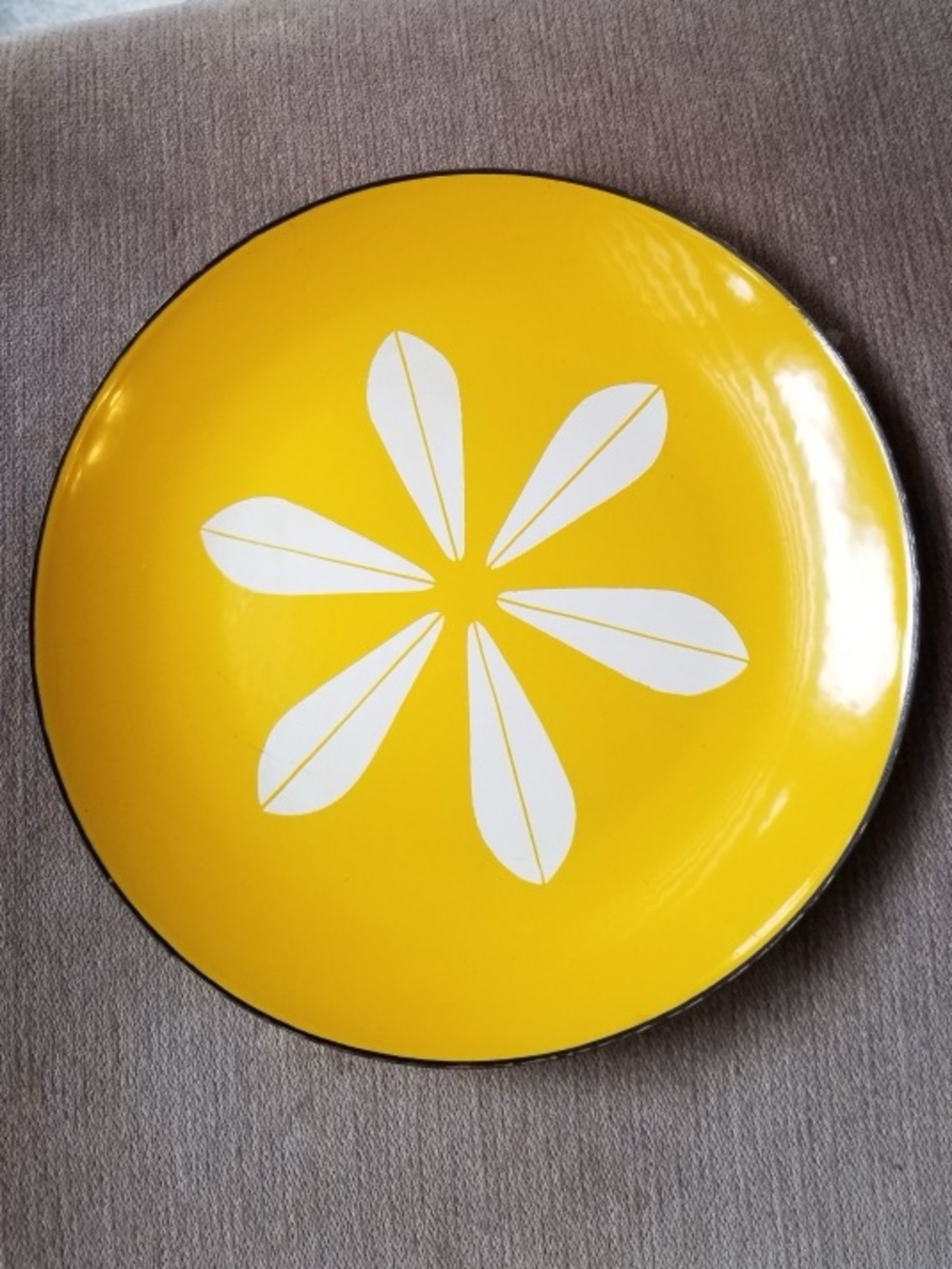 Vintage Catherineholm Lotus Yellow Enamel Plate